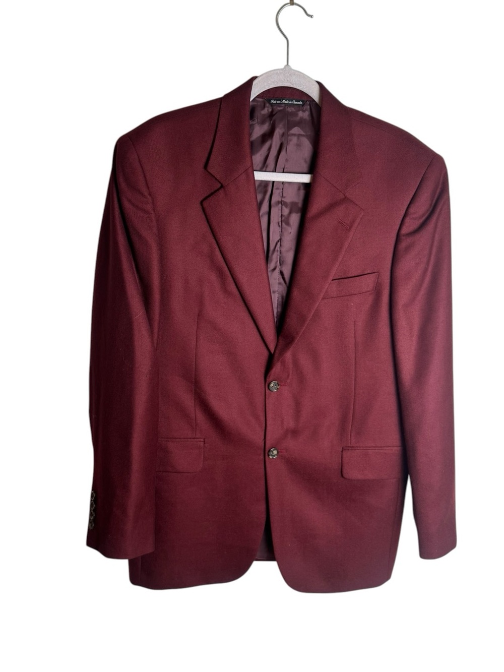 Jack Victor Lucawood Sport Coat 40R Burgundy 100% Cashmere Blazer Canada NWT
